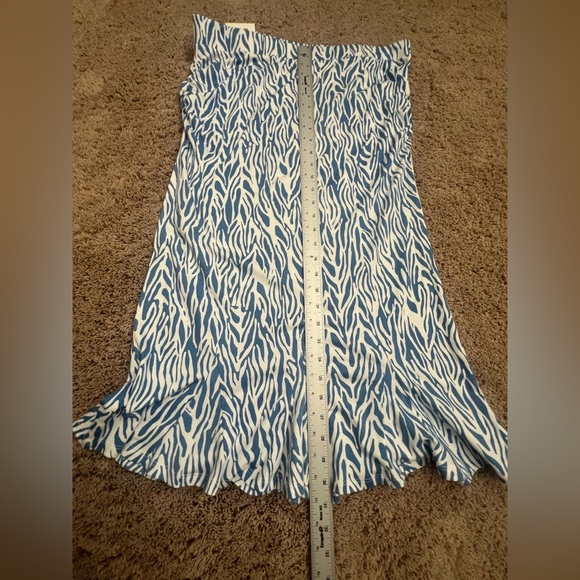 NWT new large DVF target ruched skirt blue & white Sea twig pattern Diane von - Picture 12 of 14